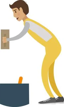 Worker plastering wall vector icon isolated on white Stock Illustration