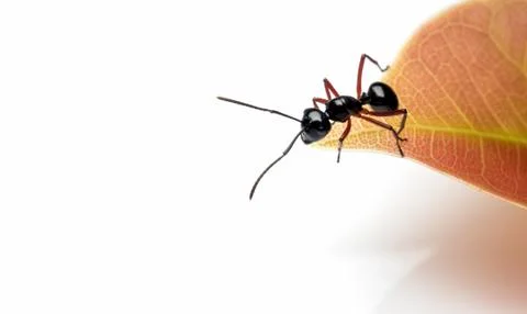 Worker Polyrhachis laevissima ant on red leaf Stock Photos