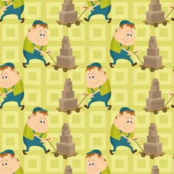 Worker porters, seamless pattern Stock Illustration