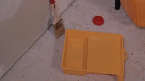 The Worker Pours A White Primer Solution Stock Footage 101383004