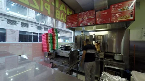 A Worker Prepapring Kebab In Small Cafe Stock-Footage 50763473