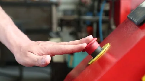 Worker Pressing Machine Control Button Stock Footage 340108134
