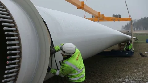 Worker Pressing Tape to The Rotor Blade Stock Footage 72185759