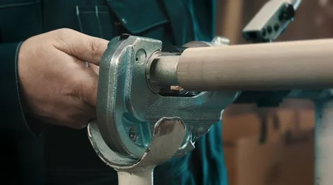 Тhe worker pressures up to clem on a cable Stock Footage 47540453