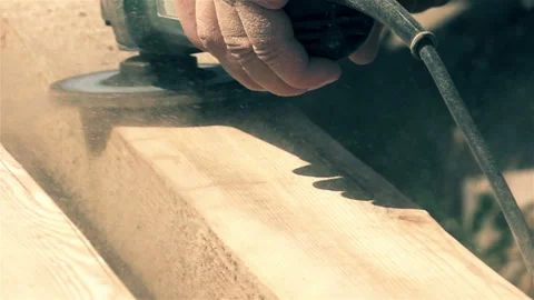 Worker processes the board slow motion Stock Footage 86478808