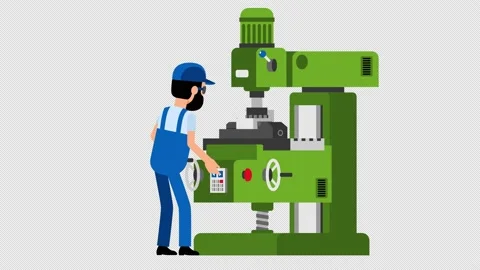 Worker processes part on milling machine | Stock Video | Pond5