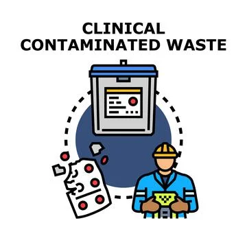 Worker processing clinical contaminated medical waste management Stock Illustration