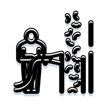 Worker processing resources in production line icon Stock Illustration