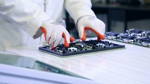 Worker producing PCB boards Stock Footage 50303952