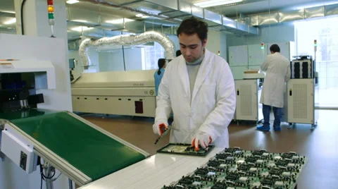 Worker producing PCB boards Stock Footage 50304325