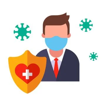 The worker is protected by medicine from coronavirus. Illustrazione stock