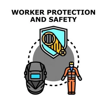 Worker protection and safety using personal equipment concept Stock Illustration