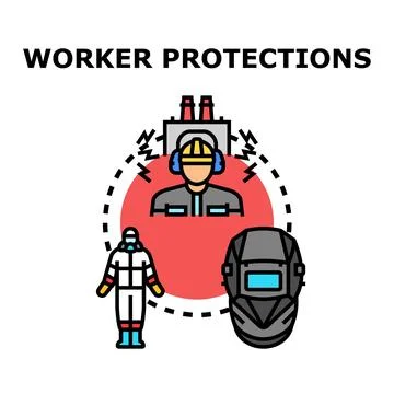 Worker protection safety personal protective equipment concept Stock Illustration