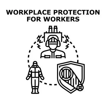 Worker protection safety providing security at workplace Stock Illustration