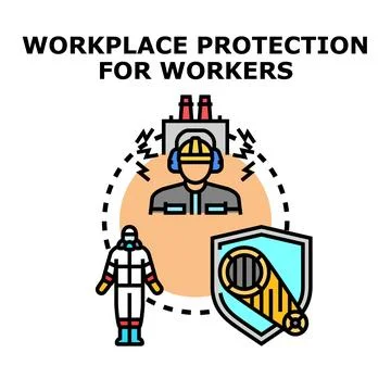 Worker protection safety providing security at workplace 库存插图