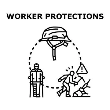 Worker protections ensuring safety and preventing injuries Stock Illustration