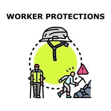 Worker protections ensuring safety and preventing injuries Stock Illustration