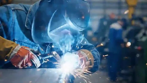 Worker in Protective Mask During Welding Process. Stock Footage 316886121