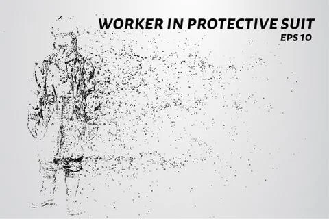 Worker in a protective suit of the particles. Worker in protective suit consi 스톡 일러스트