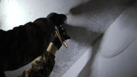 Worker Pulling Electrical Wiring Through Concrete Ceiling Stock Footage 317380284