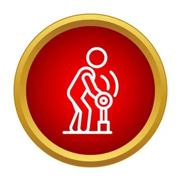 Worker pulling lever operating industrial machine icon Stock Illustration
