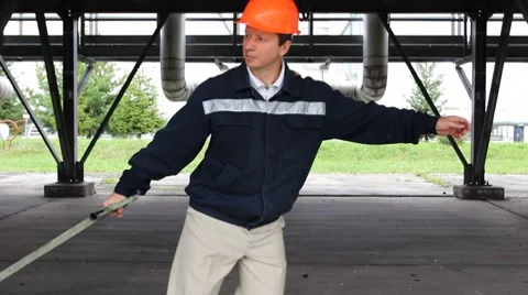 Worker Pulls Cart Closeup Video stock 8660546