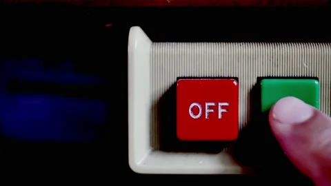 Worker pushing button to start automatic machine. Stock Footage 155024208