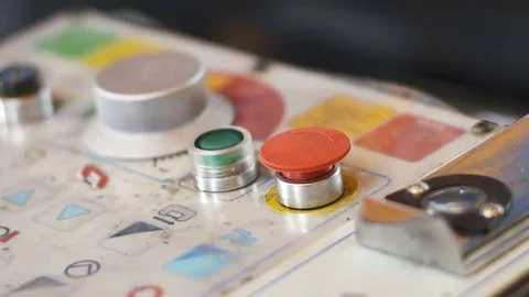 Worker pushing stop button Stock Footage 69167106