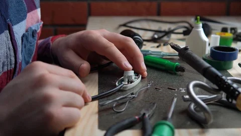 Worker putting wire to switcher Stock Footage 101754217