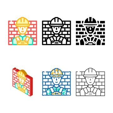 Worker range builder color icon vector Stock Illustration