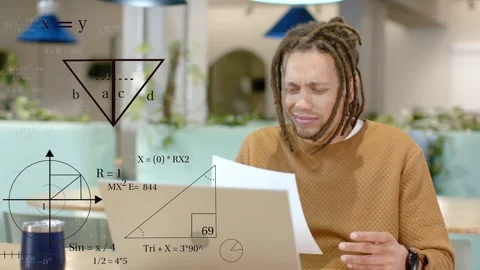 Worker reading sheet while comparing with laptop, solving math as animated Stock Footage 330000102