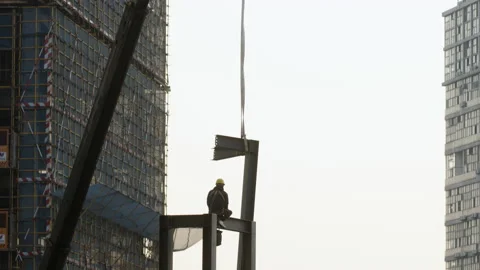 Worker receives crane delivery Stock Footage 224355258