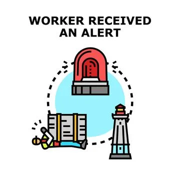 Worker receiving emergency alert from safety system Illustrazione stock