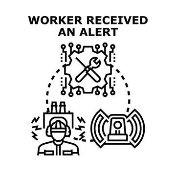 Worker receiving maintenance alert for industrial system Stock Illustration