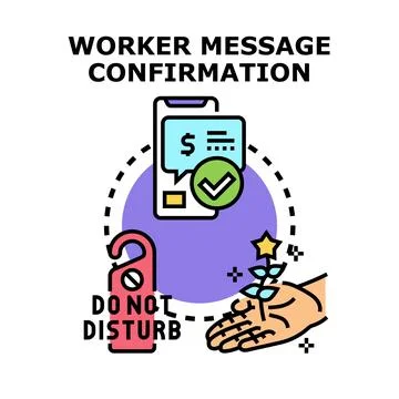 Worker receiving message confirmation for successful task Stock Illustration