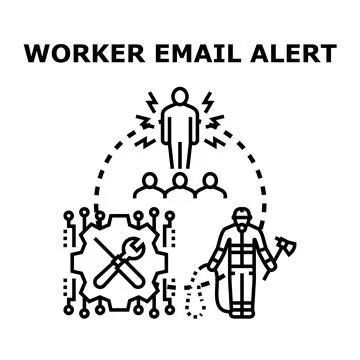 Worker receiving urgent task alert message Stock Illustration