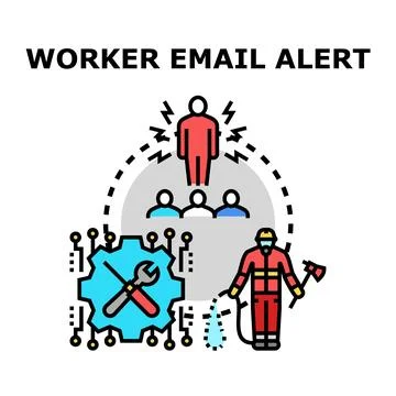 Worker receiving urgent task alert message Stock Illustration