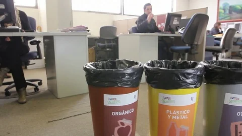 Worker recycles paper ball Stock Footage 77053960