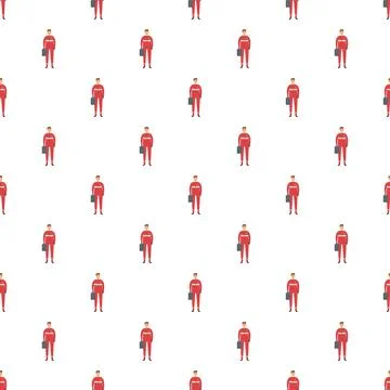 Worker in red uniform with briefcase seamless pattern 스톡 일러스트