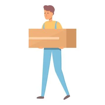 Worker relocation service icon cartoon vector. Move box 스톡 일러스트