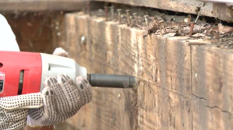 Worker removing bolt Stock Footage 57674406