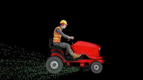 WORKER ON A RIDE ON MOWER Stock Footage 120622672