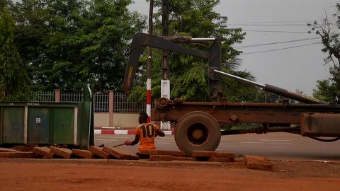 Worker on a road Stock Footage 80556570