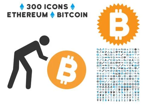 Worker Roll Bitcoin Flat Icon with Stockillustratie