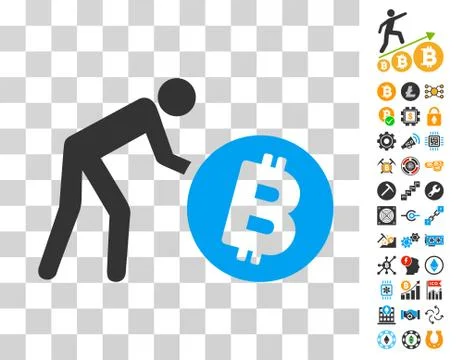 Worker Roll Bitcoin Icon with Bonus Stockillustratie