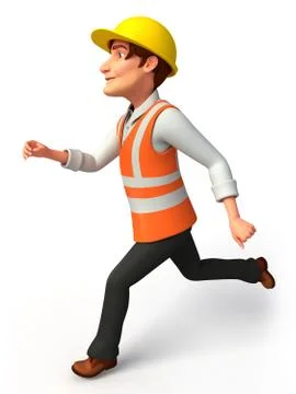 Worker is running Stock Illustration