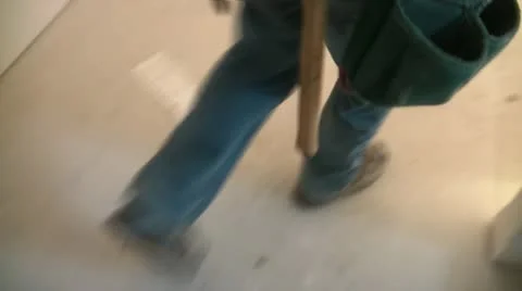 Worker Rushes Downstairs Stock Footage 12617164
