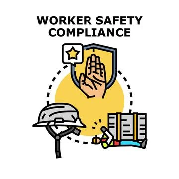 Worker safety compliance concept preventing workplace accidents Stock Illustration