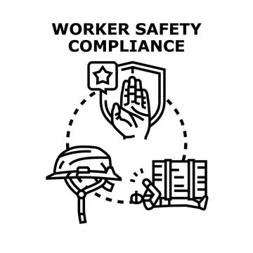 Worker safety compliance concept preventing workplace accidents Illustrazione stock