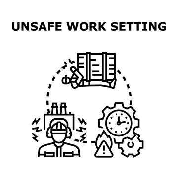 Worker safety concept with hazards and accident risk Illustrazione stock